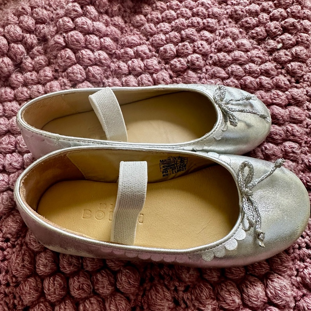 Mini Boden Silver Girls' Mary Jane Ballet Flats Size 28
